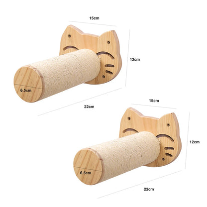 Cat Wall Hiding House Hammock Climbing Shelves Moon Perches Bed Ladder Solid Wood Steps For Activity Indoor Cats Wall Furniture