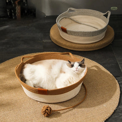 Cat Bed Handmade Rattan Woven Pet Nest