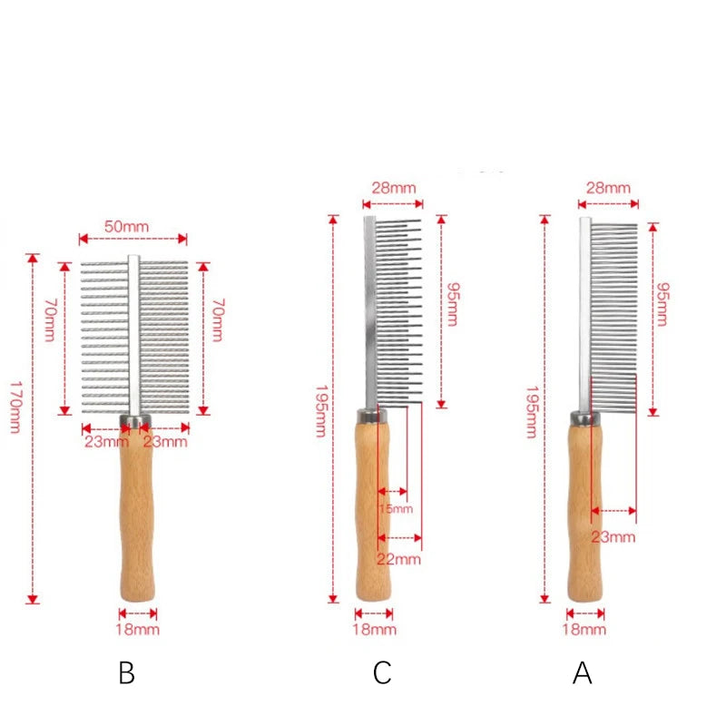 Dog Grooming Equipment Pet Hair Remover Cat Hair Comb Grooming Wooden Handle Cat Comb Smooth Hair Dog Brush Dog Accessories