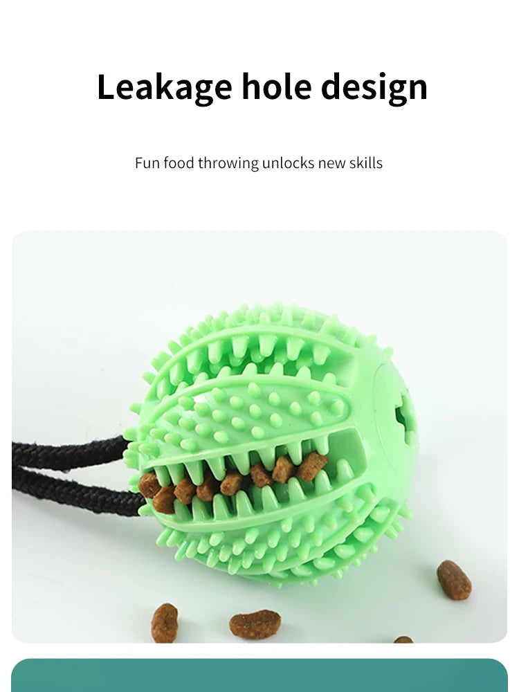 Interactive Suction Cup Dog Toy with Sound and Treat Dispensing - Durable Rubber Ball for Training and Tug-of-War Fun