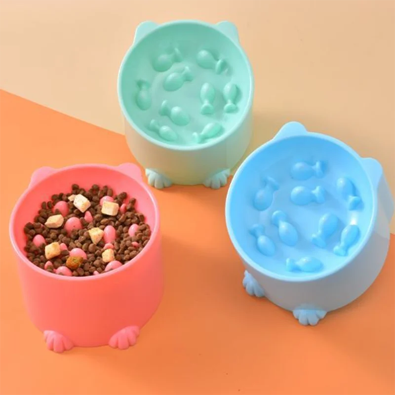 Cat slow food bowl small cat and dog anti-choking bowl neck protection design cat and dog feeding device pet supplies