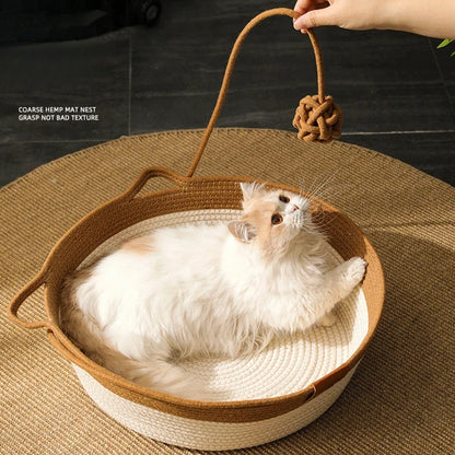 Cat Bed Handmade Rattan Woven Pet Nest